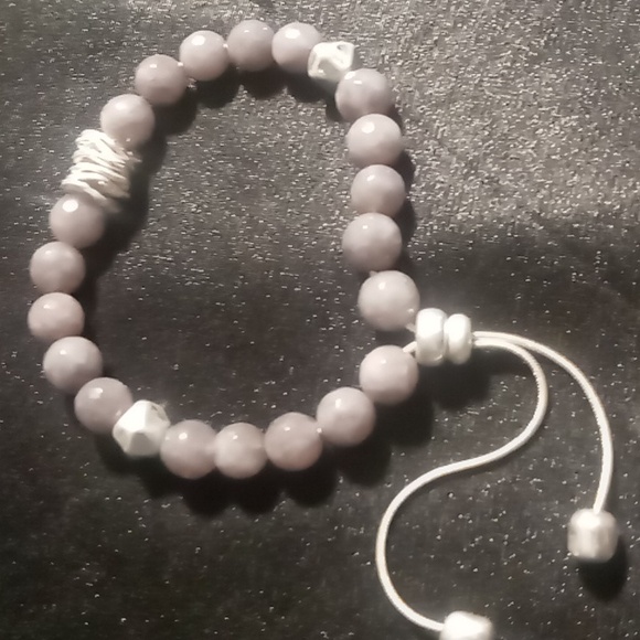 Kunzite slide bracelet natural stone on silver Snake chain. - Picture 2 of 8